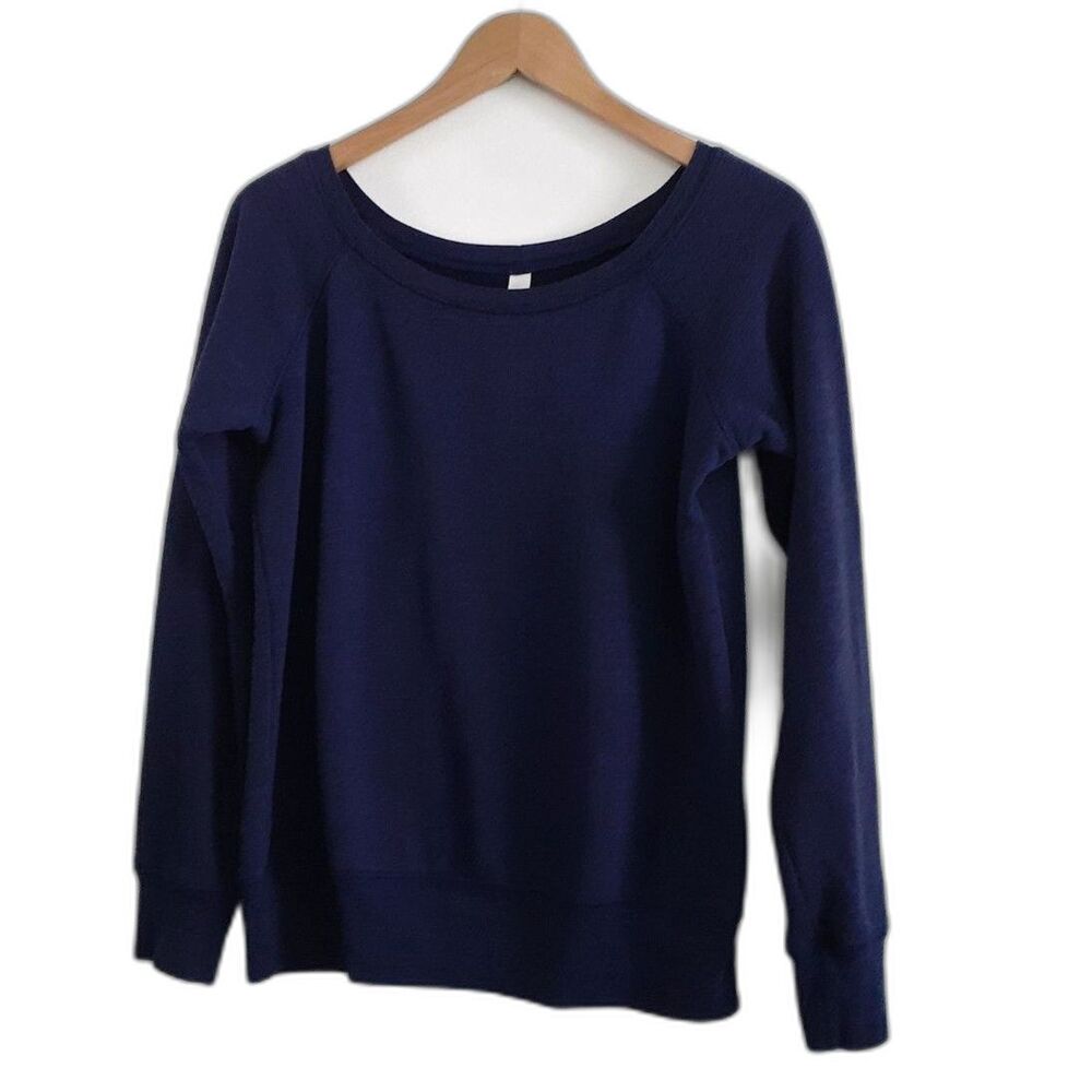 Bella Womens Navy Crewneck Pullover Fleece Lined Sweatshirt Small EUC